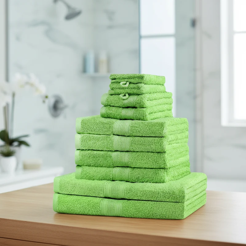 Cotton Towels Set of 10 Terry Soft with Hanging Loops Towel Sets