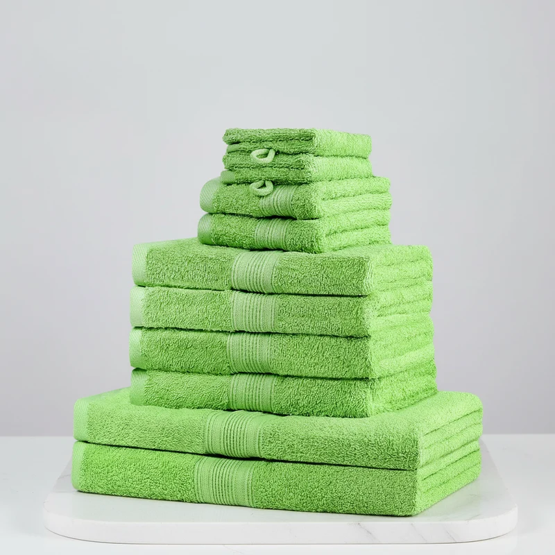 Cotton Towels Set of 10 Terry Soft with Hanging Loops Towel Sets