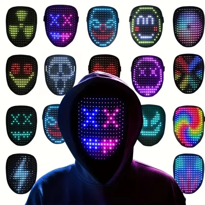 Halloween LED Face Mask, Illuminated Face Covering, Costume, LED Party
