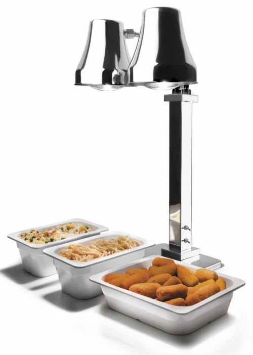 Lampe chauffe plats infrarouge inox à 2 têtes
