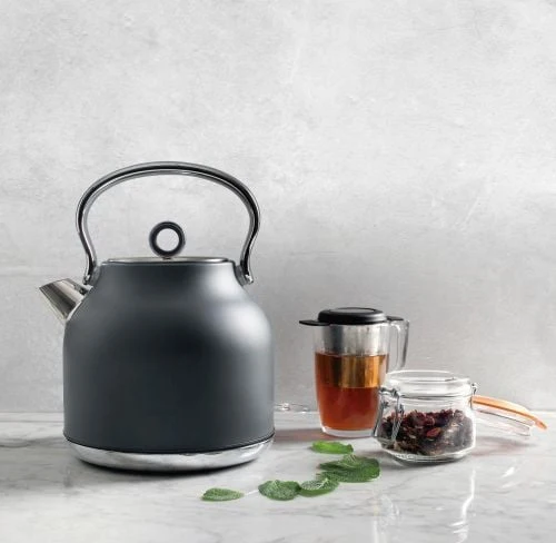 Bouilloire électrique rétro en inox gris mat