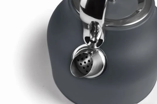 Bouilloire électrique rétro en inox gris mat