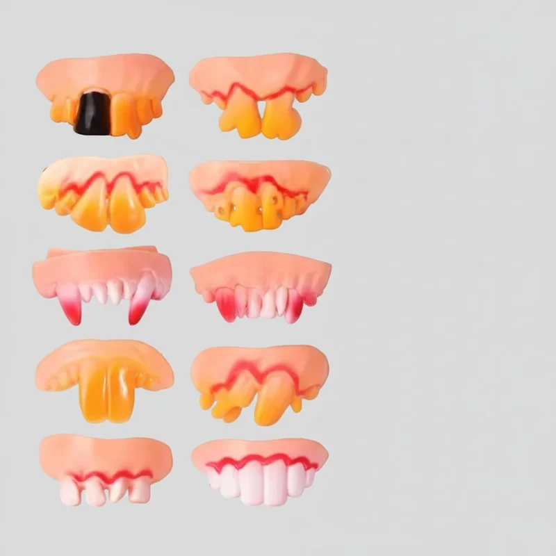 Halloween Fake Teeth and Flexible Vampire Fangs with Blood for a Costume