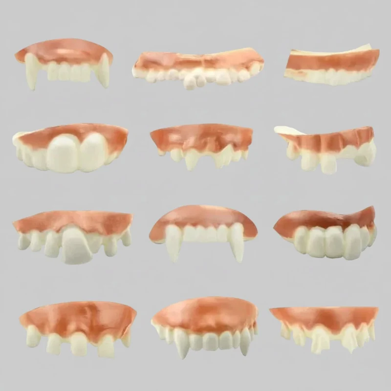 Halloween Fake Teeth and Flexible Vampire Fangs with Blood for a Costume
