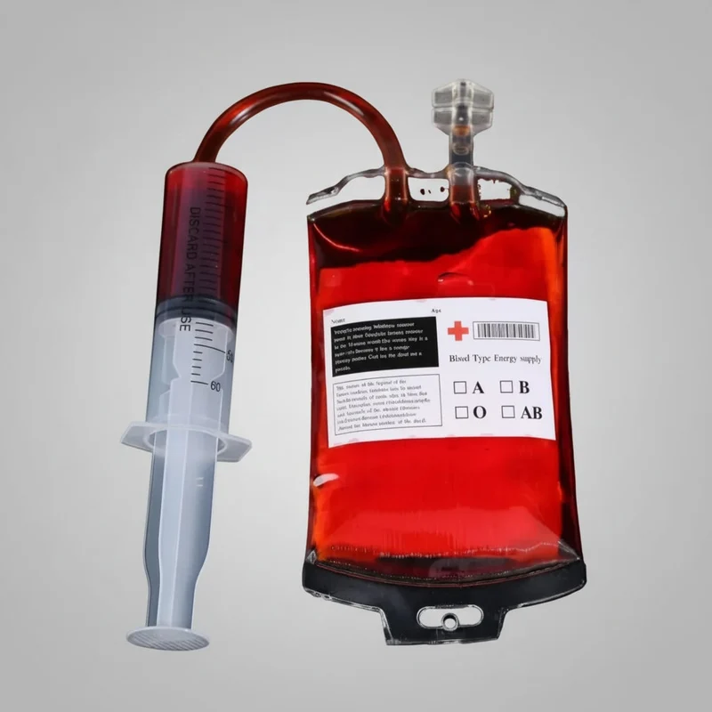 Halloween Blood Bag Party Decoration with Label and Filling Syringe