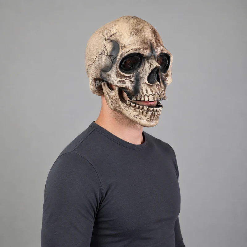 Halloween Skull Mask with a Movable Jaw for Costumes and Parties