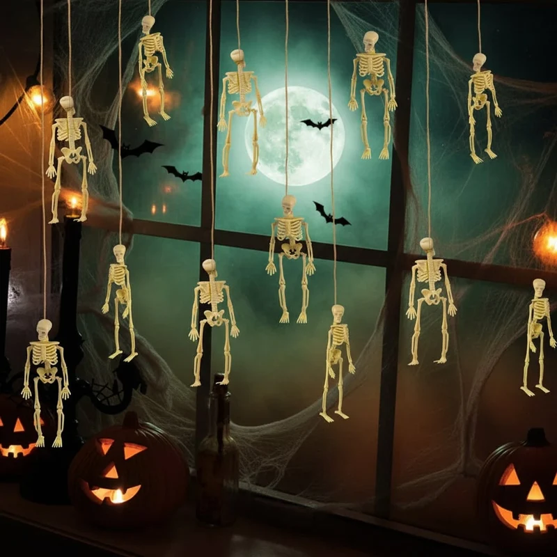 Halloween Miniature Moving Skeleton Decorations with Hanging String