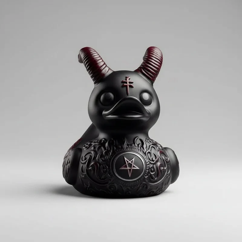 Halloween Gothic Punk-Style Rubber Duck with Metal Chains and Studs for Decoration