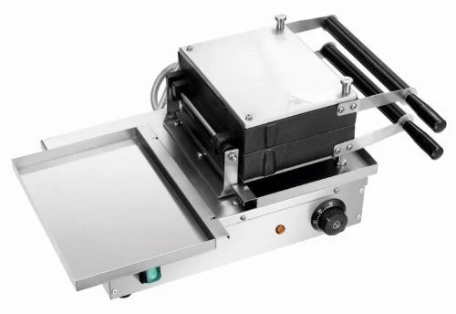Gaufrier professionnel inox 180° avec bacs collecteurs