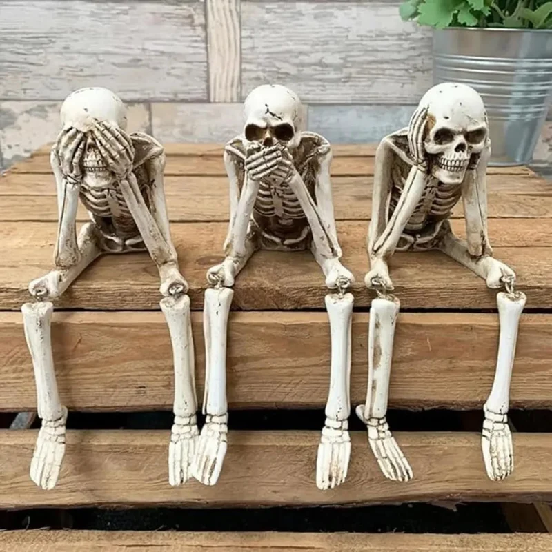 Halloween Decorative Skeleton Figurine with Dangling Legs for a Party Skeleton Figurine