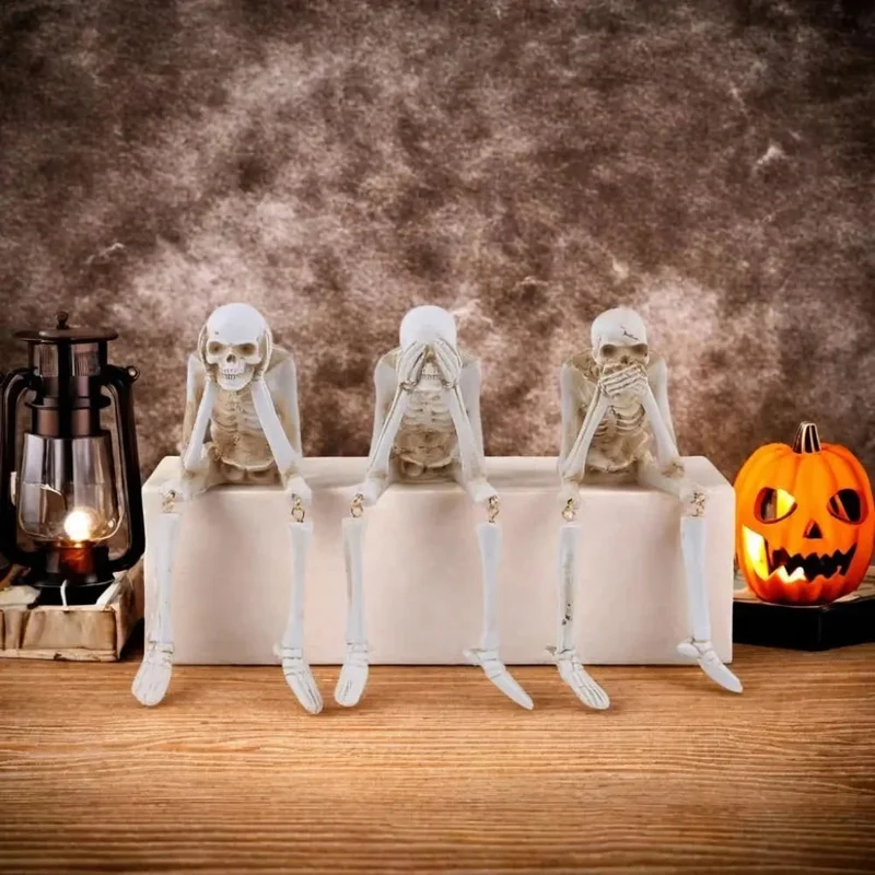 Halloween Decorative Skeleton Figurine with Dangling Legs for a Party Skeleton Figurine