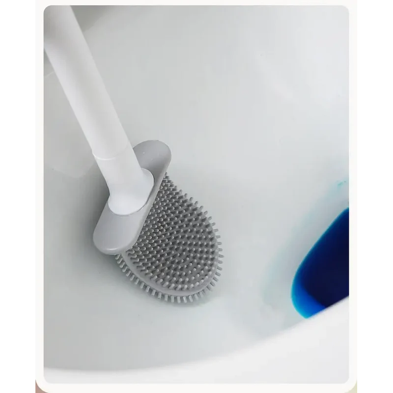 Brosse WC en Silicone avec Manche Longue & Patch Mural - Moderne et Hygiénique