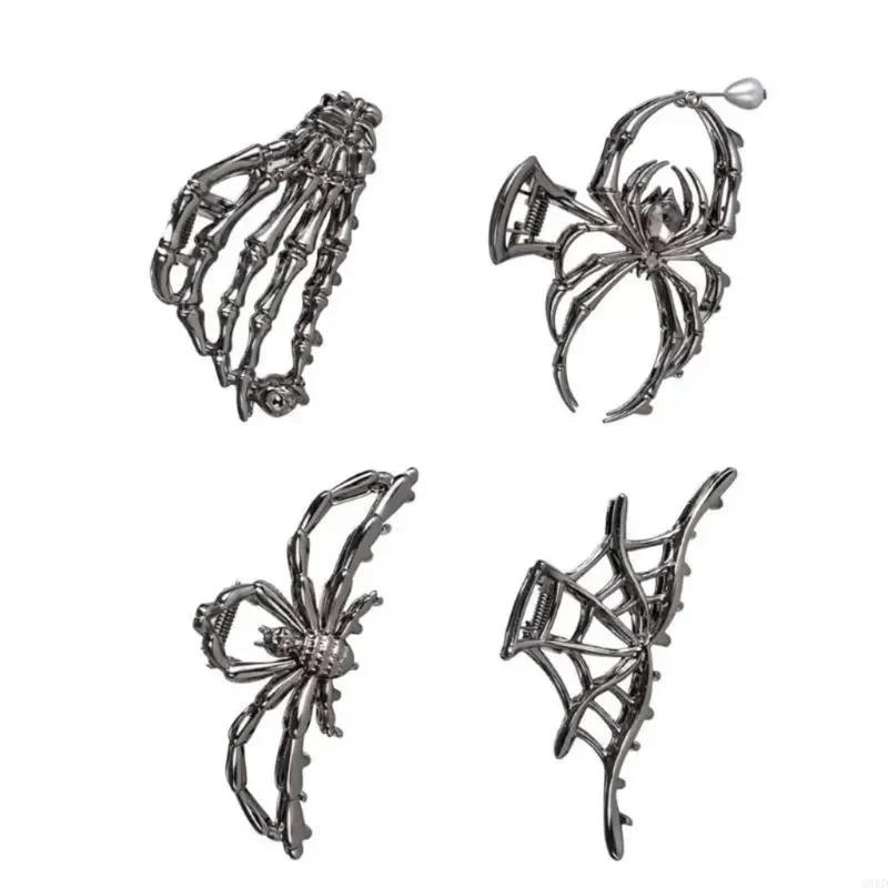 Halloween Spider, Bat, and Skull Hair Clips and Barrettes for a Party