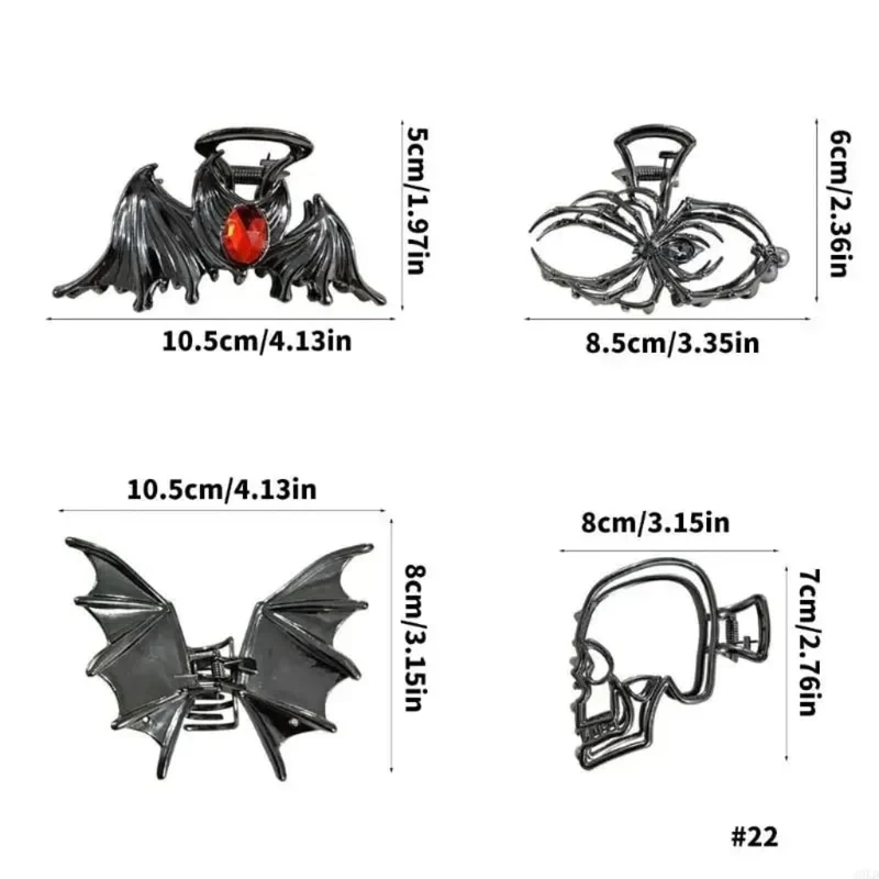 Halloween Spider, Bat, and Skull Hair Clips and Barrettes for a Party