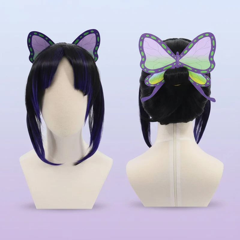 Women's Halloween Anime Cosplay Wig with Black Bangs and Layered Strands