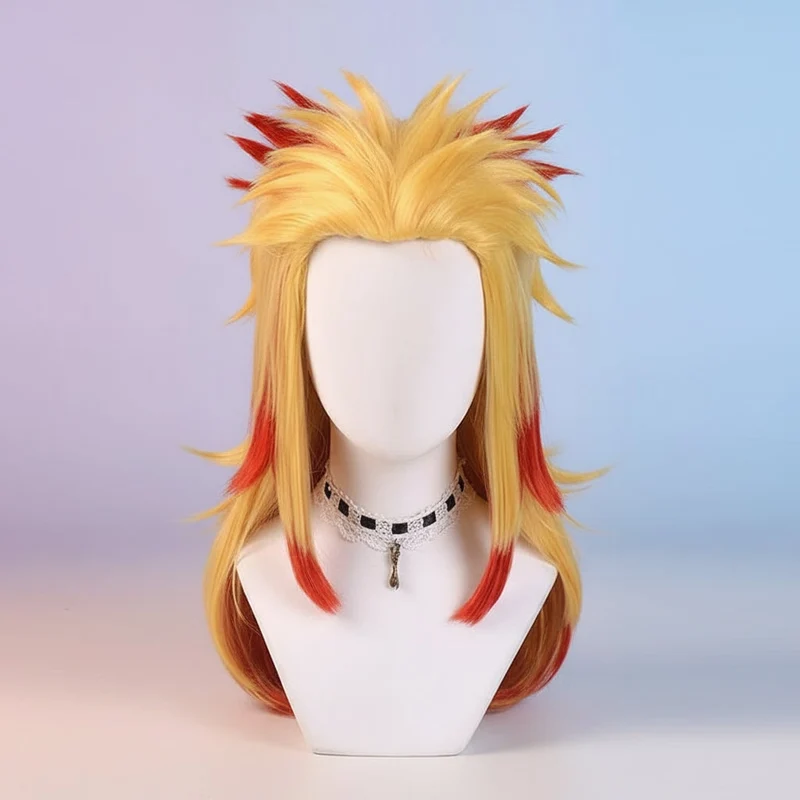 Women's Halloween Anime Cosplay Wig with Black Bangs and Layered Strands