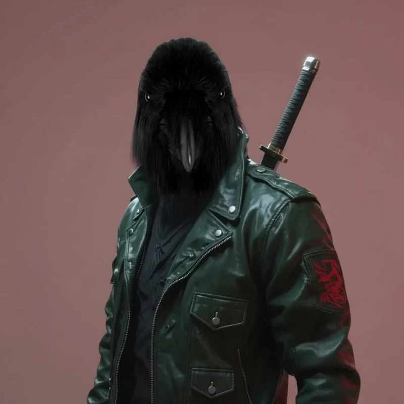 Halloween Crow Mask Covering the Entire Head Made of Faux Fur for Cosplay and Parties