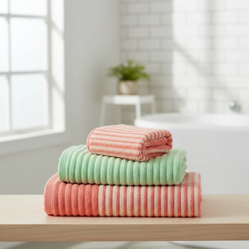Striped Absorbent Coral Fleece Face Towel Set