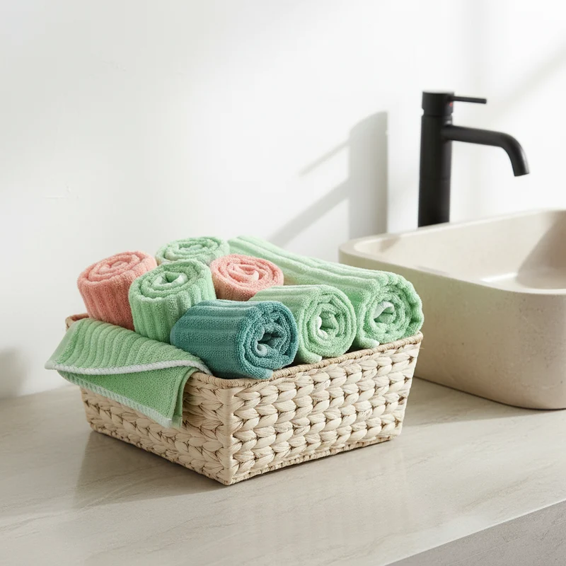 Striped Absorbent Coral Fleece Face Towel Set