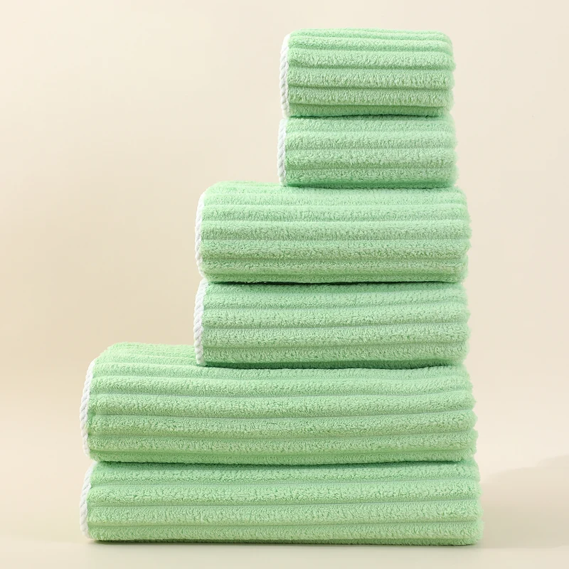 Striped Absorbent Coral Fleece Face Towel Set