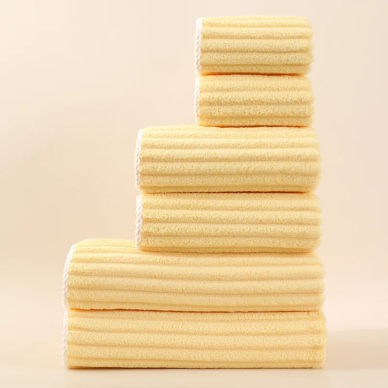 Striped Absorbent Coral Fleece Face Towel Set
