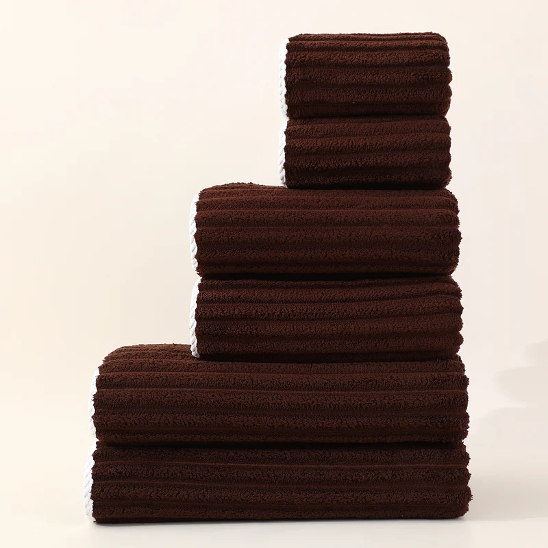 Striped Absorbent Coral Fleece Face Towel Set