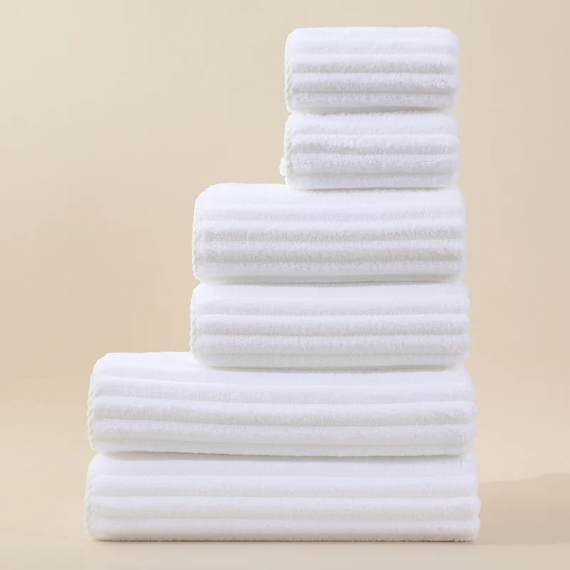 Striped Absorbent Coral Fleece Face Towel Set