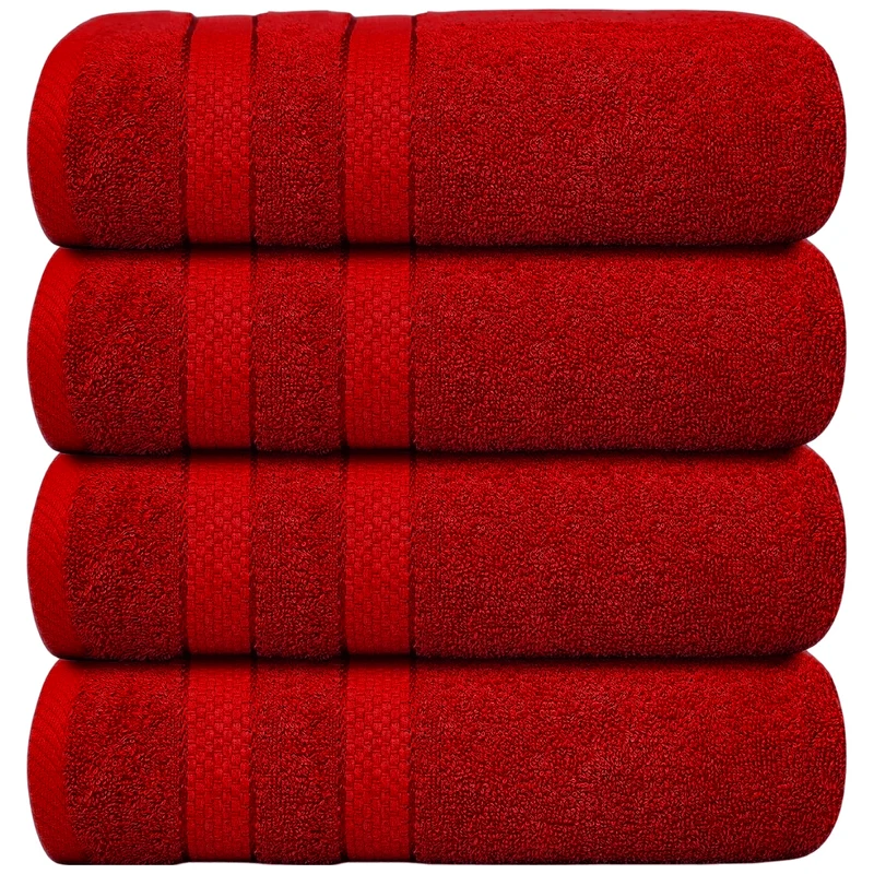 Set of 4 Oversized Bath Towels 75 × 150 cm Absorbent