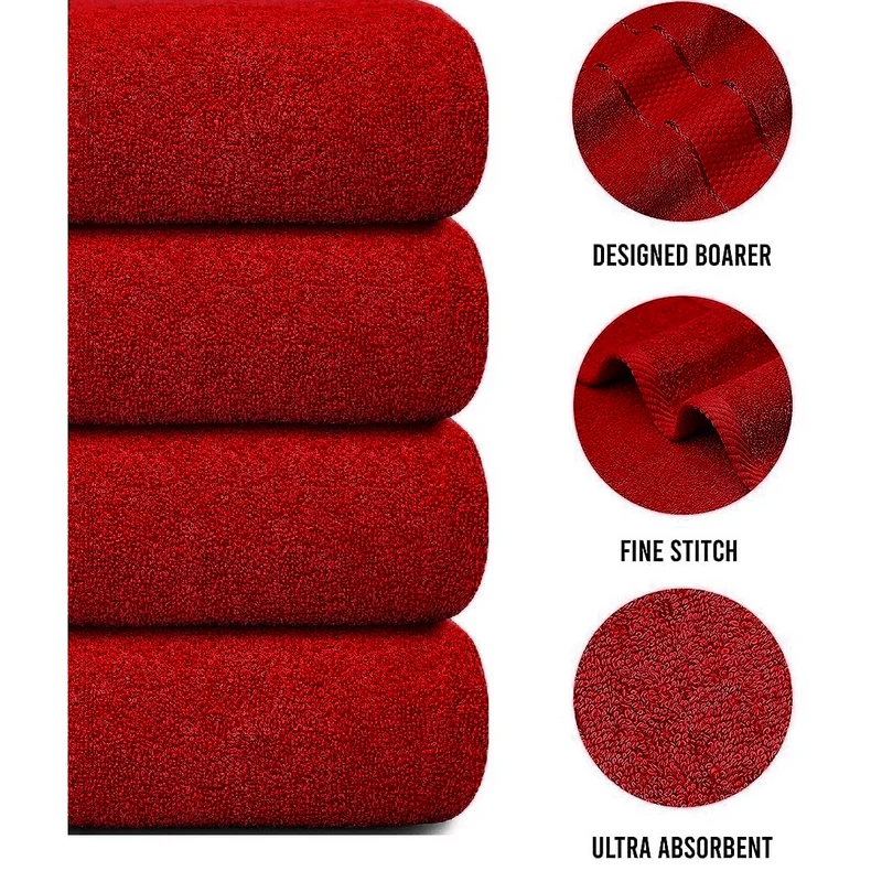 Set of 4 Oversized Bath Towels 75 × 150 cm Absorbent
