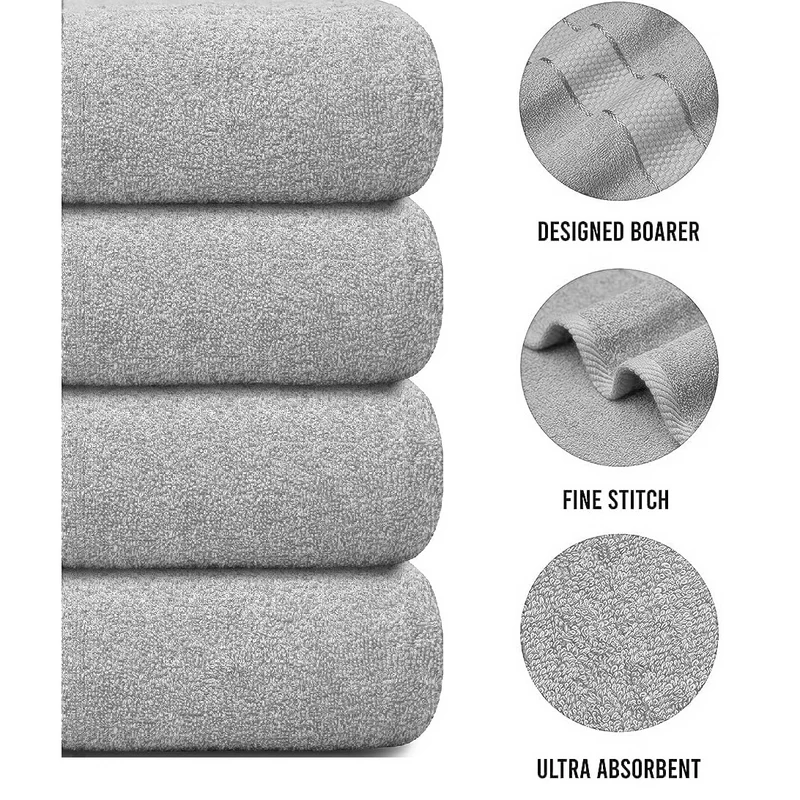 Set of 4 Oversized Bath Towels 75 × 150 cm Absorbent