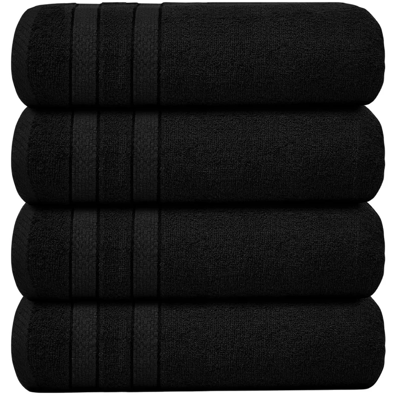 Set of 4 Oversized Bath Towels 75 × 150 cm Absorbent