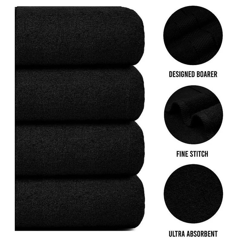 Set of 4 Oversized Bath Towels 75 × 150 cm Absorbent