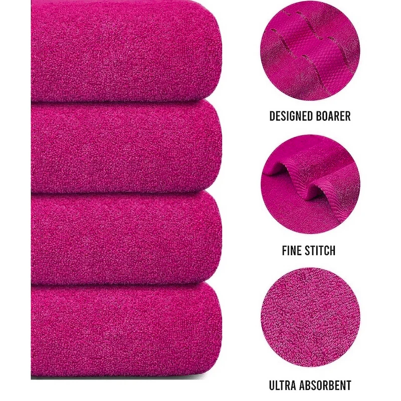 Set of 4 Oversized Bath Towels 75 × 150 cm Absorbent
