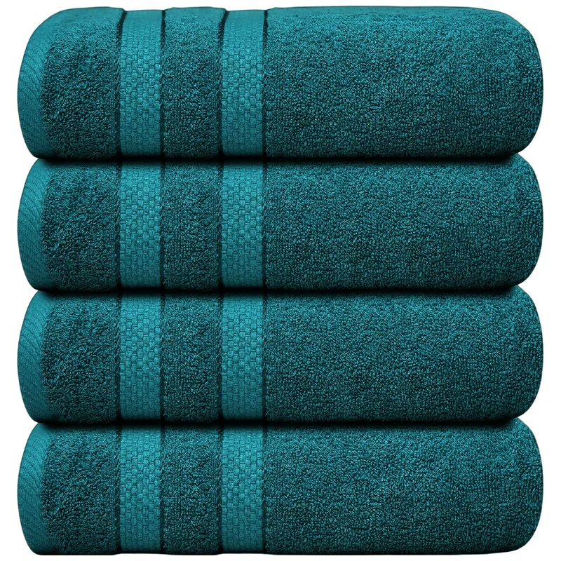 Set of 4 Oversized Bath Towels 75 × 150 cm Absorbent