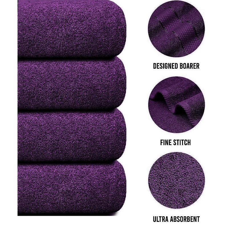Set of 4 Oversized Bath Towels 75 × 150 cm Absorbent