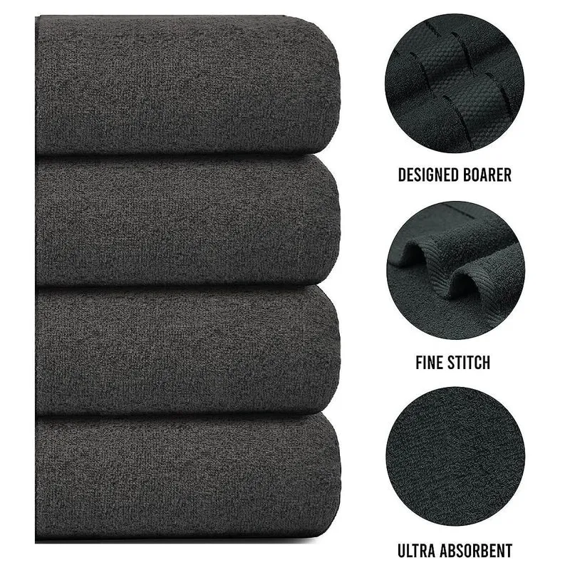 Set of 4 Oversized Bath Towels 75 × 150 cm Absorbent