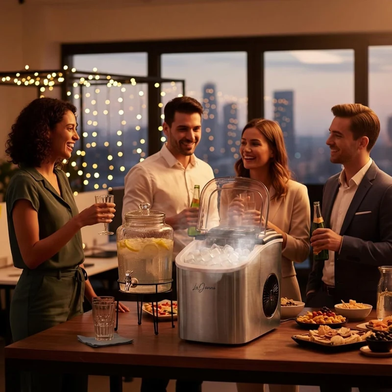 Portable Ice Maker with Self-Cleaning Function and Two Ice Sizes