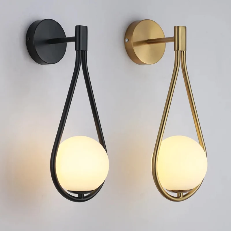Scandinavian LED Wall Lamp Elegant Matte Black and Gold Design