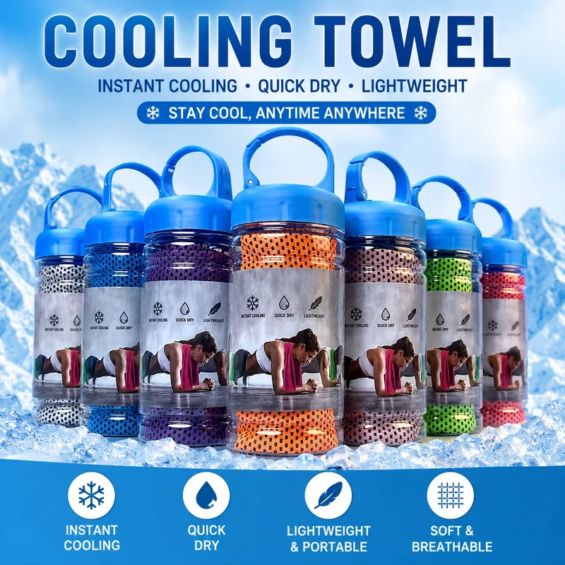 Portable Quick-Drying Cooling Towel with Bottle