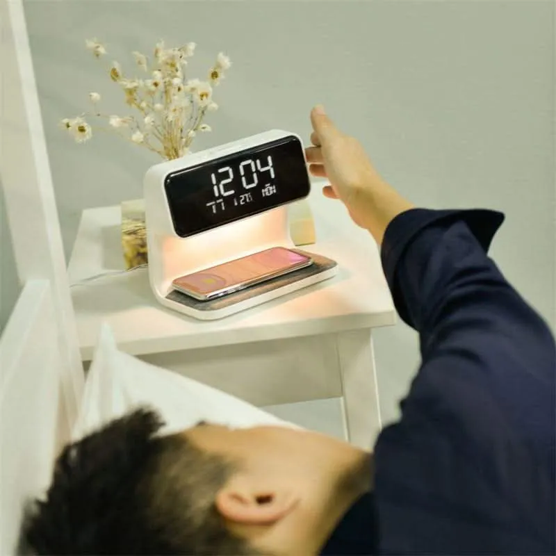 Night Light with Digital Clock and Wireless Charging