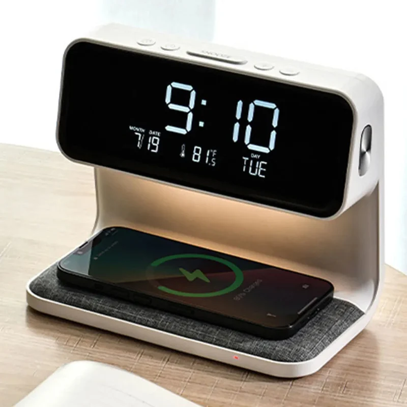 Night Light with Digital Clock and Wireless Charging