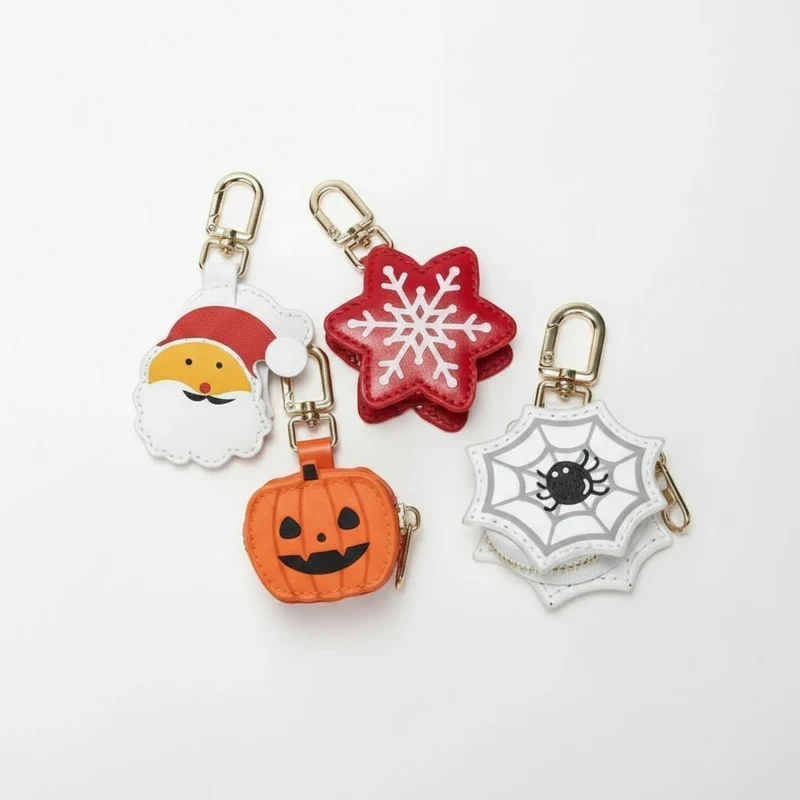 Halloween Faux Leather Keychain Zipper Pouch for Dad