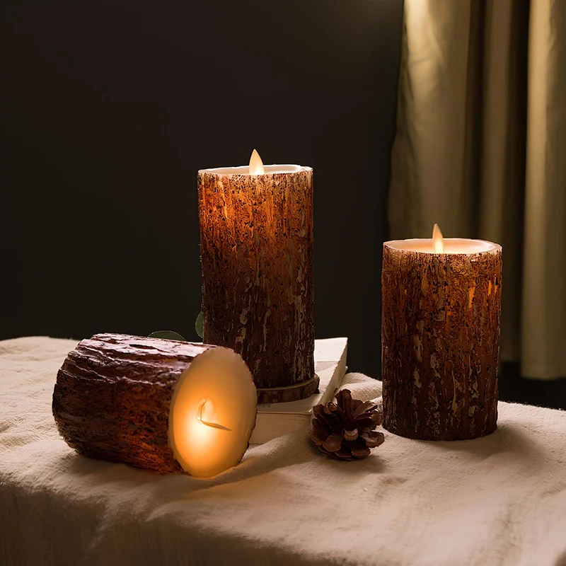 Flameless LED pillar candles with realistic candlelight effect