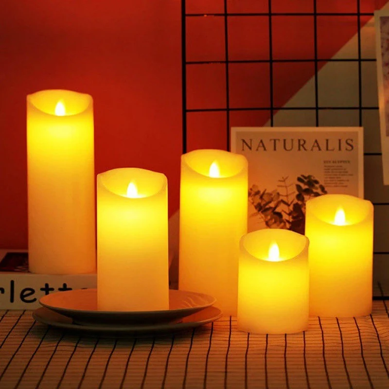 Flameless LED pillar candles with realistic candlelight effect