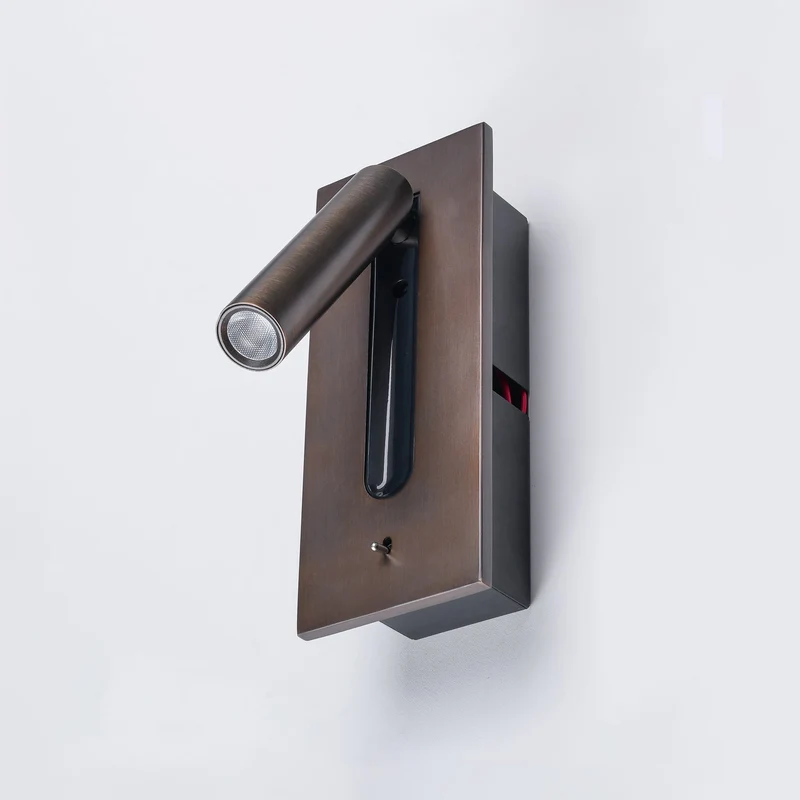 Wall-mounted reading lamp with built-in LED night light