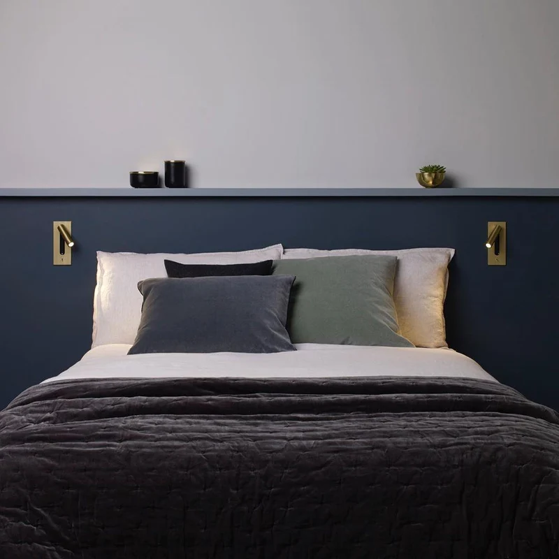 Wall-mounted reading lamp with built-in LED night light
