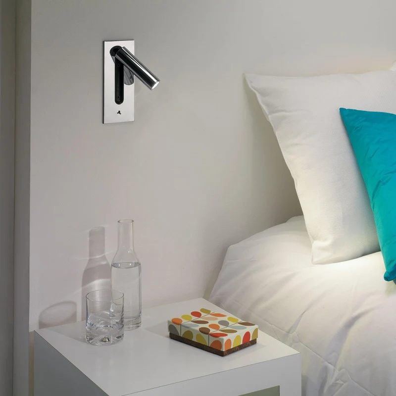 Wall-mounted reading lamp with built-in LED night light