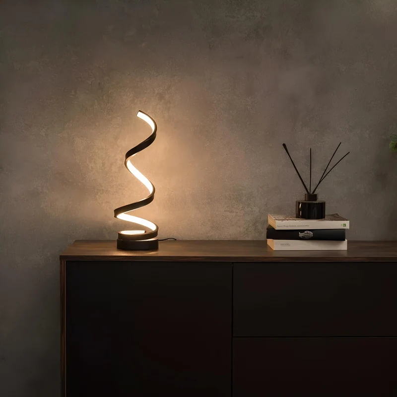 Marble base of spiral table lamp with adjustable lighting