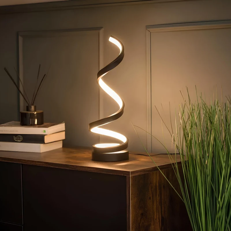 Marble base of spiral table lamp with adjustable lighting