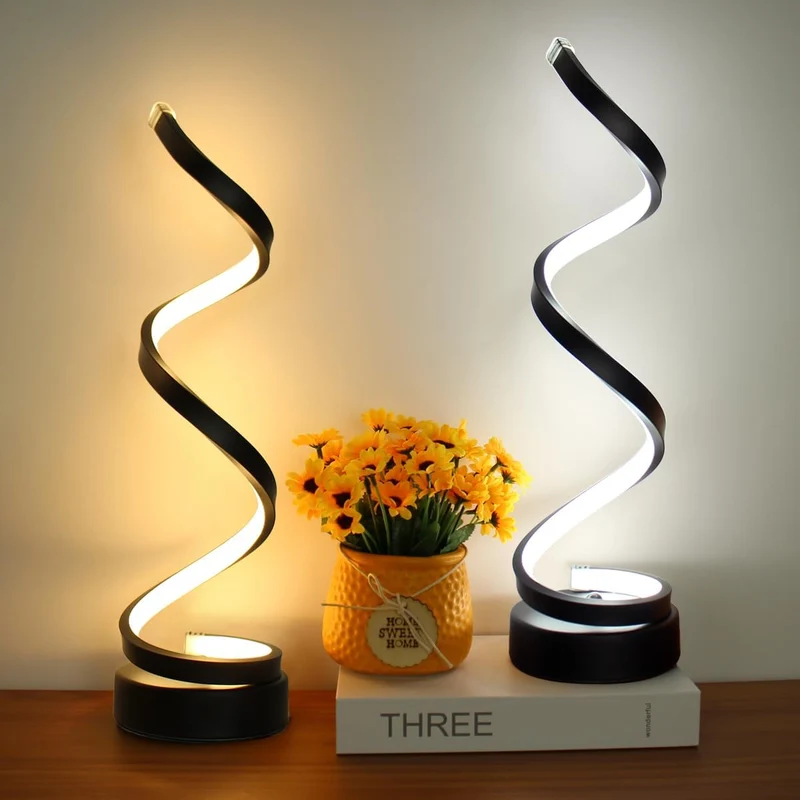 Marble base of spiral table lamp with adjustable lighting